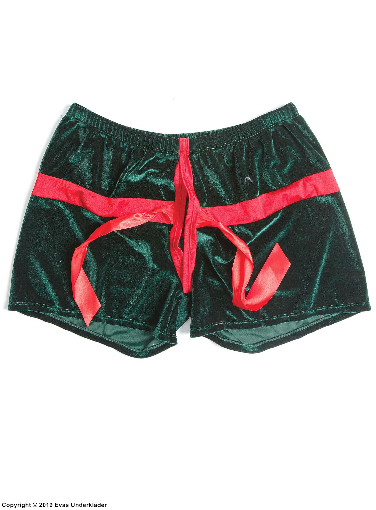 Men's boxer briefs, velvet, bow, open crotch